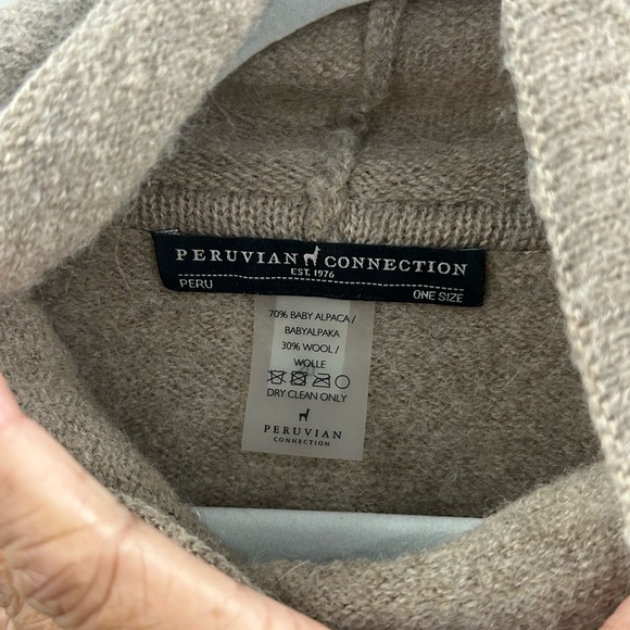 PERUVIAN CONNECTION Conway Alpaca & Wool Blend, Knit Pullover Poncho, One Size - Picture 8 of 8